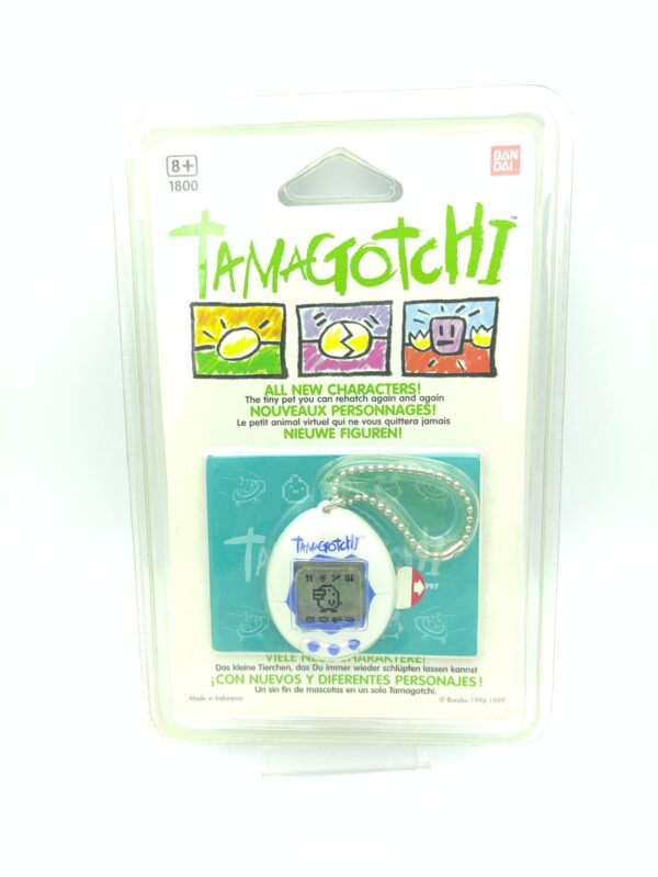 Tamagotchi Original P1/P2 White w/ blue Bandai 1997 English Boutique-Tamagotchis